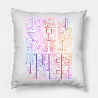 Hanover, Germany City Map Typography - Colorful Pillow