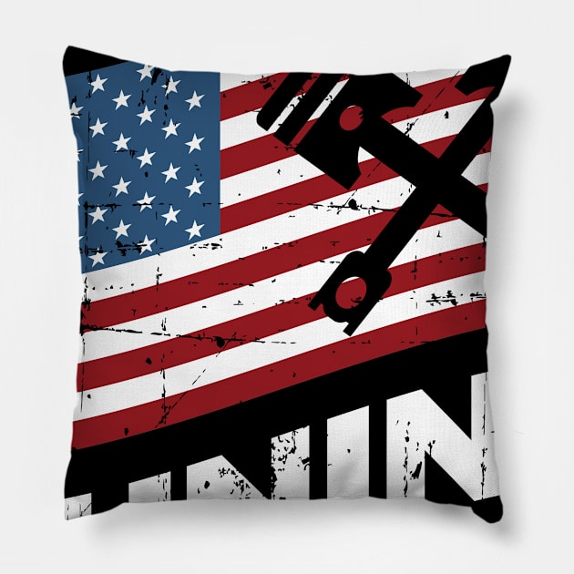 USA Flag Car Tuning Racing Motorsport Pillow by petervanderwalk