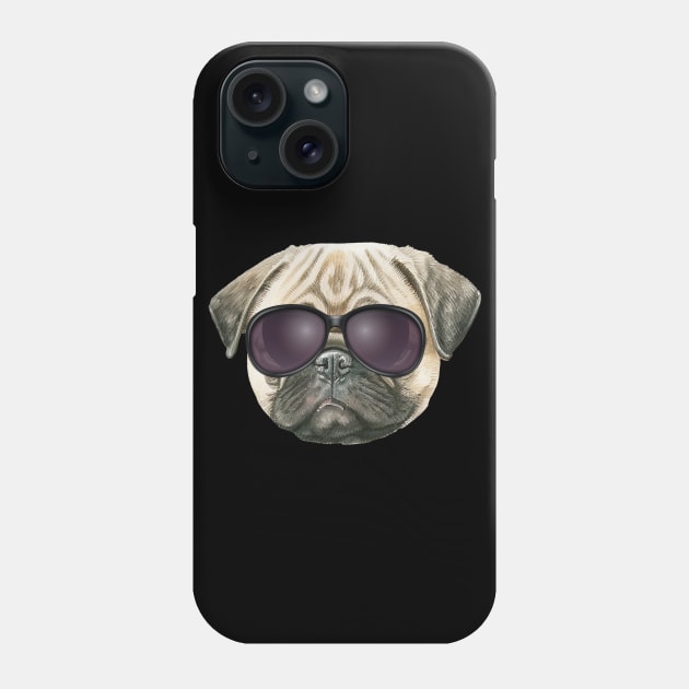 Funny pug, Cute french bulldog with glasses Phone Case by Arabic calligraphy Gift 