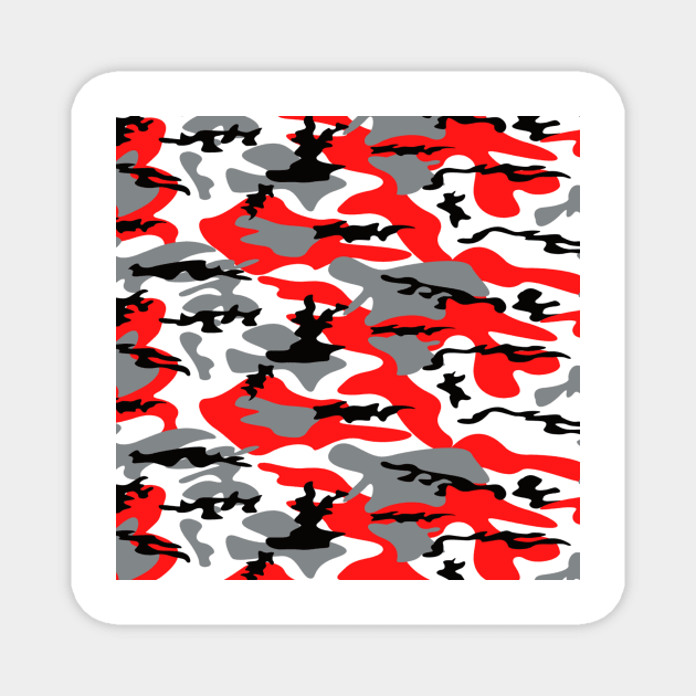 Red and black Camo pattern Camouflage Magnet by Tshirtstory