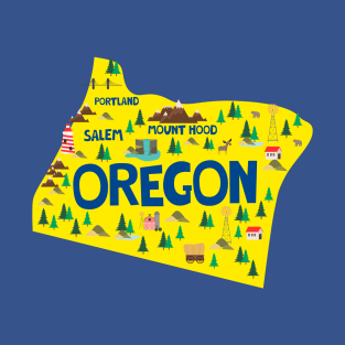 Oregon State USA Illustrated Map T-Shirt
