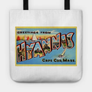 Greetings from Hyannis, Cape Cod, Mass. - Vintage Large Letter Postcard Tote