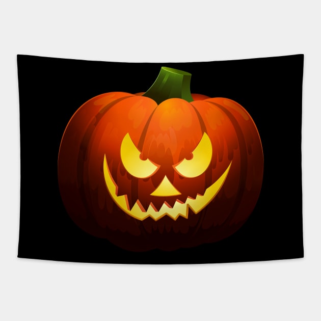 Halloween Deadly Smile Pumpkin Tapestry by koolteas