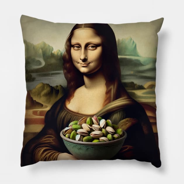 Mona Lisa Pistachio Delight Tee - National Pistachio Day Special Pillow by Edd Paint Something