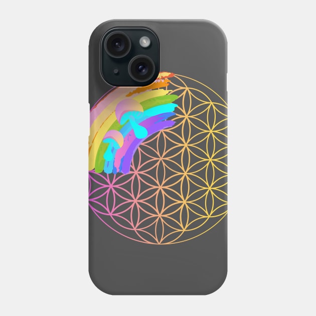 Psychedelic Rainbow Sacred Geometry Flower of Life Phone Case by tatadonets