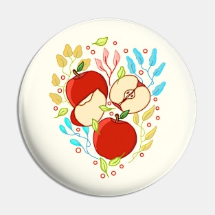 Apple Fruits Floral Pin