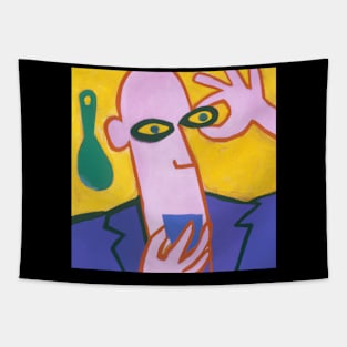 Man holding eye painting Tapestry