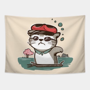 Cat with Sunglasses and Hat Tapestry