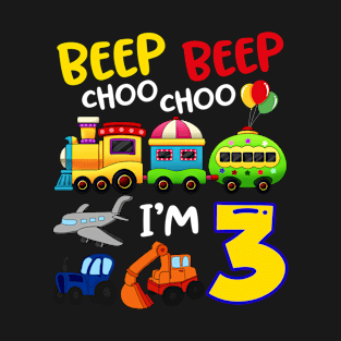 Beep Beep Chooo Chooo I am 3 Birthday Kids T-Shirt