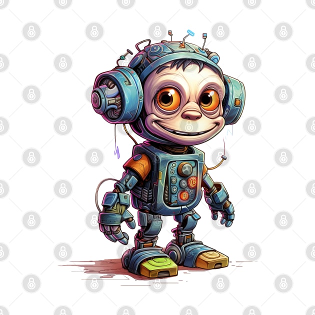 Cartoon monkey robots. T-Shirt, Sticker. by AndreKENO