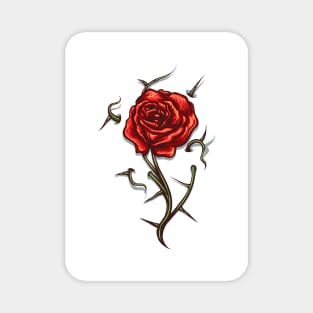 Tattoo of Red Rose Flower with thorns Magnet