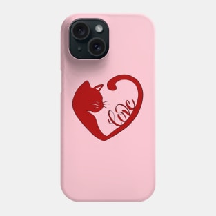 Red Valentines Cat Heart Phone Case