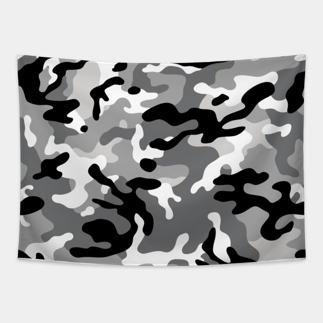 Camo Gray And Black Camo Print Tapestry by teezeedy