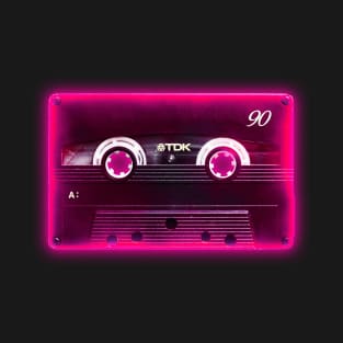 Red Neon Cassette Tape T-Shirt