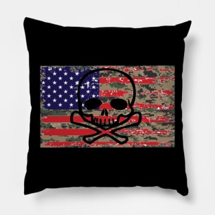 AMERICAN FLAG CAMO SKULL T-SHIRT Pillow