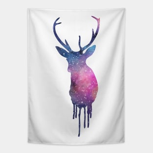 Watercolor cosmic deer Tapestry
