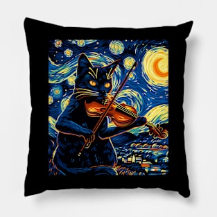 Cat Starry Night Stellar Stories Pillow