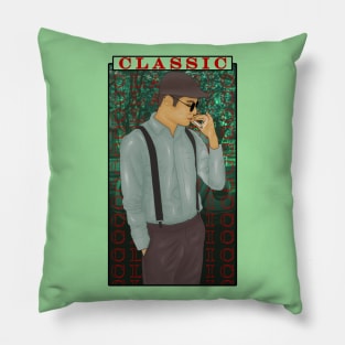 Classic Classic Style Man With a cigarette " Smoking " ( Drawing Vector Art Style )Style Man ( Drawing Vector Art Style ) Pillow