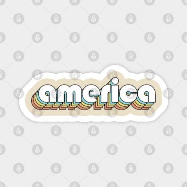 America - Retro Rainbow Typography Faded Style Magnet by Paxnotods