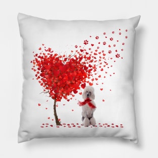 Valentine's Day Heart Tree Love White Standard Poodle Pillow