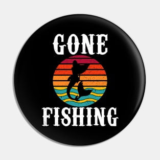 Gone Fishing Mermaid Sunset Pin