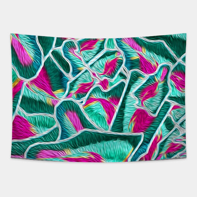 POWER colorful oil paint digital art tracing Tapestry by POPPIN UP 