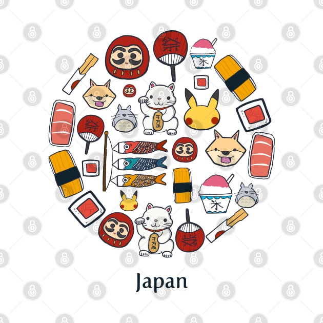 Japanese Culture icons cute pattern design by MariOyama