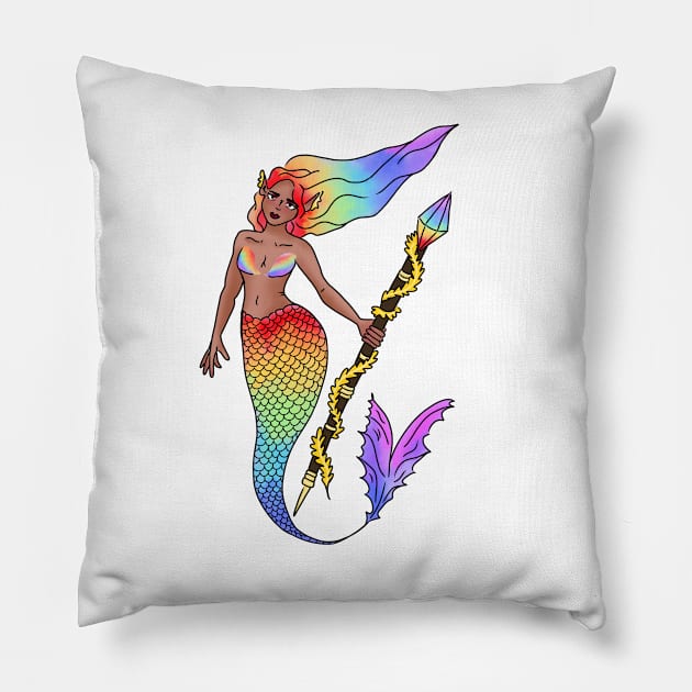 Gay Pride Rainbow Mermaid Pillow by TheDoodlemancer