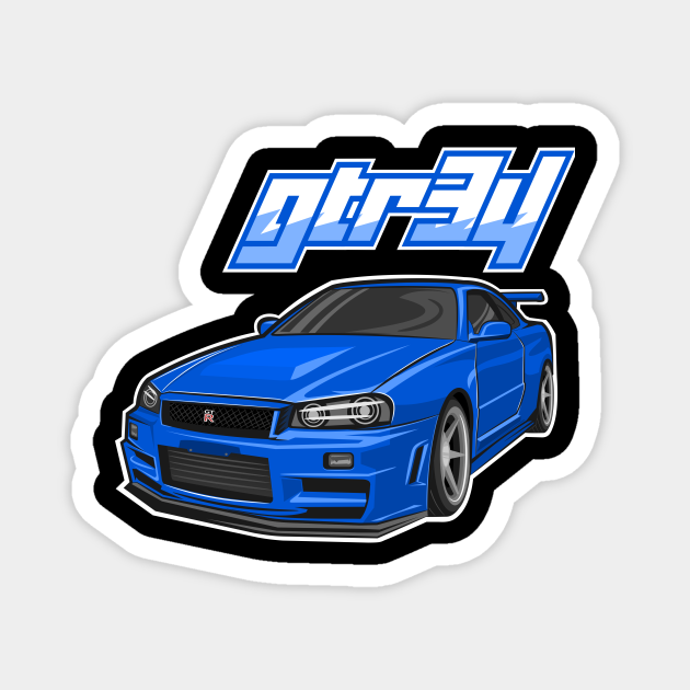Blue Gtr34 Car Gtr R34 Magnet Teepublic Blue Gtr34 Car Gtr R34 Magnet Teepublic