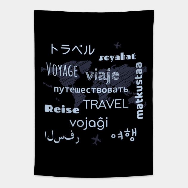 Travel in different languages Tapestry by Wlaurence