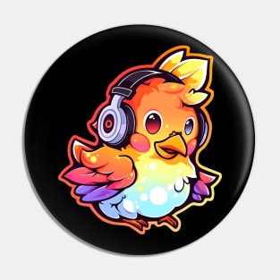 Chicken Headphones Pin