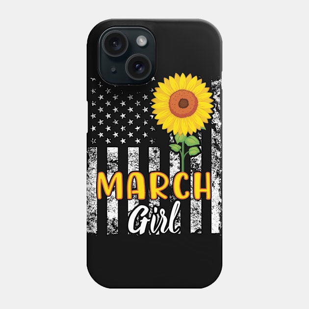 US Flag And Sunflower Happy Birthday March Girl Daughter Phone Case by joandraelliot