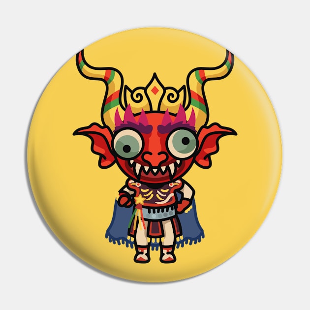 Cute Bolivian Devil Cartoon Pin by SLAG_Creative