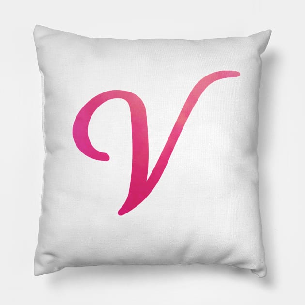 Letter V Monogram, Pink Color Personalized Design Pillow by Star58