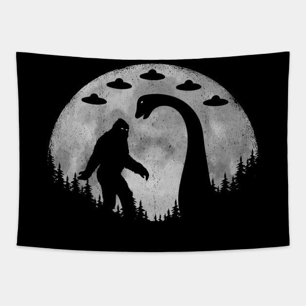 Bigfoot Loch Ness Monster Tapestry by Tesszero