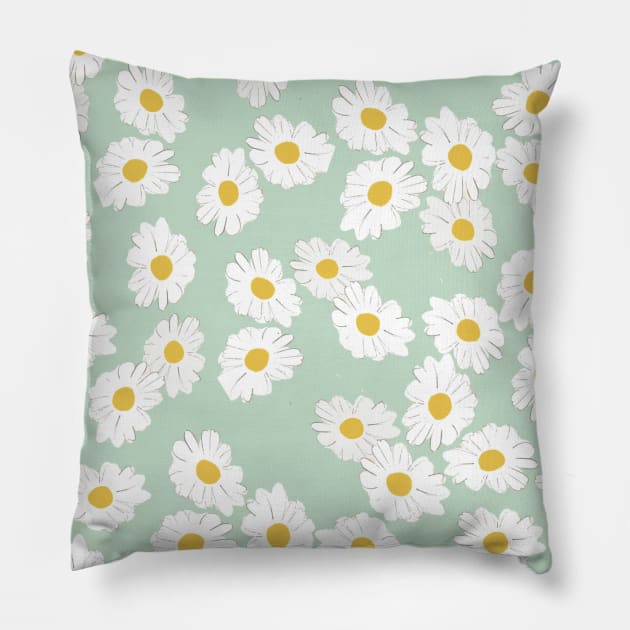 Scandinavian Summer Pastel Daisy Flower Pillow by jodotodesign
