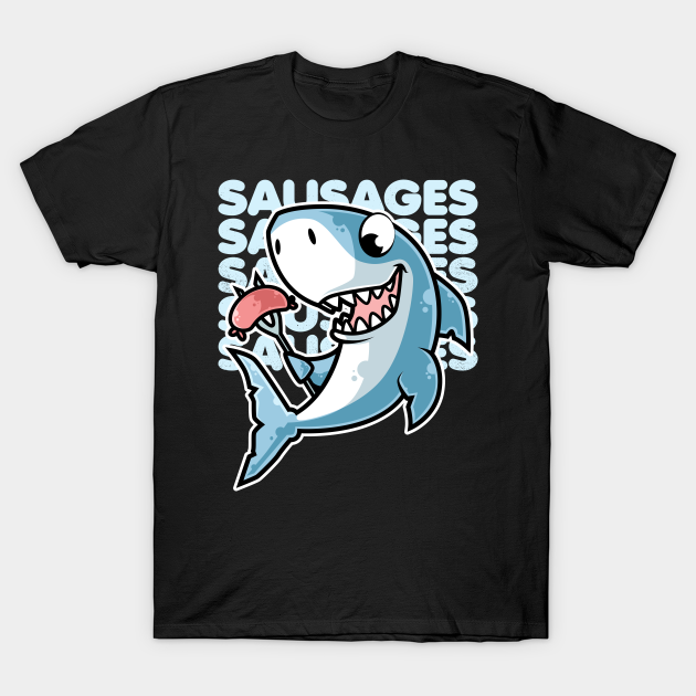 Discover Shark Cooking Sausages Barbecue BBQ product - Shark - T-Shirt