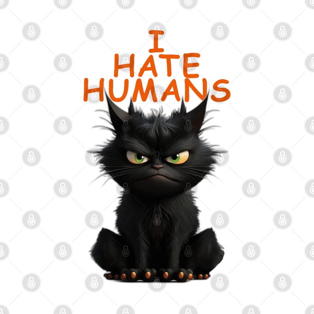 Angus the Cat - I Hate Humans by HUH? Designs