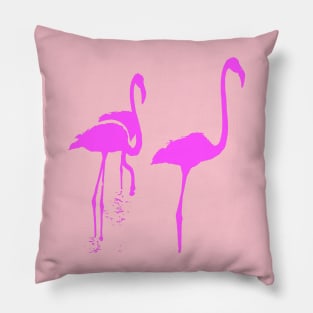 Minimalistic Three Flamingos Pink Silhouette Pillow