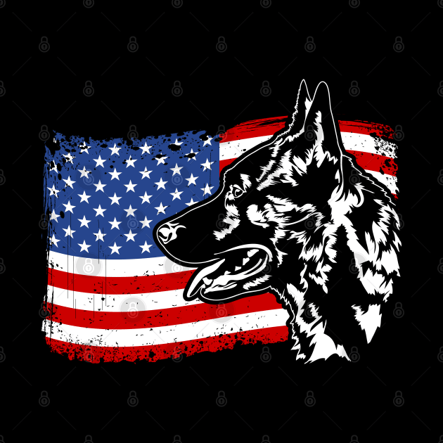 Dutch Shepherd American Flag patriotic dog by wilsigns