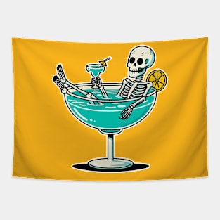 Skeleton bathing in margarita Tapestry