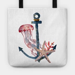 Underwater Anchor with Starfish and Jellyfish Tote