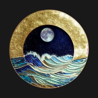 Full Moon Over Ocean Waves - Sea Life T-Shirt