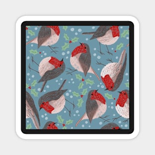 Robins Christmas blue Magnet