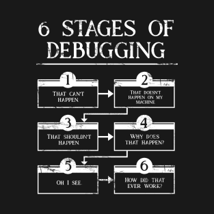 6 Stages Of Debugging Computer Programming T-Shirt