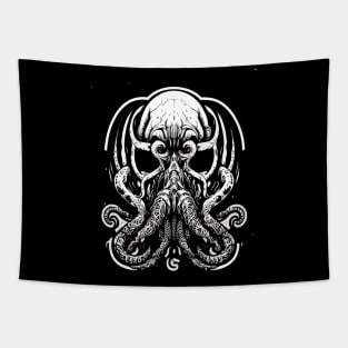 Black and White Cthulhu Art Tapestry