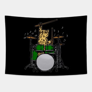 Drummer Cat Music Lover Musician Playing Drums Tapestry