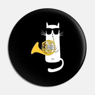 Cat ing Sun Playing French Horn Pin