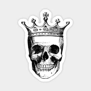 Skull King | Skull with Crown | Skull Wearing a Crown | Vintage Skulls | Black and White | Magnet