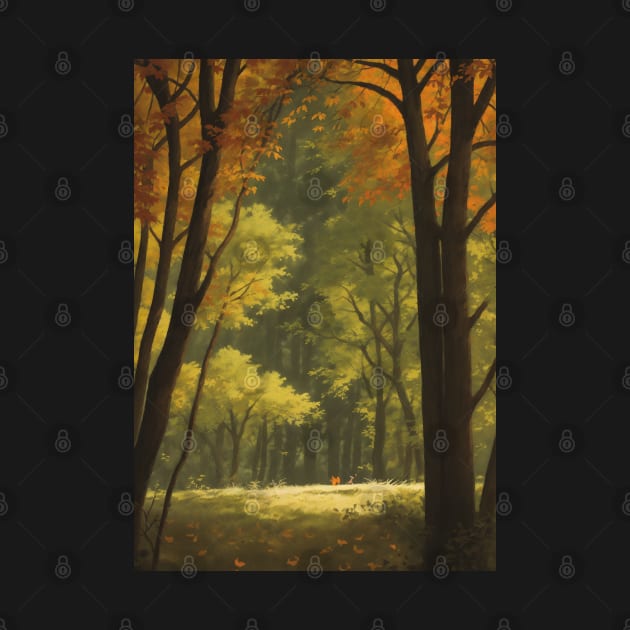 Autumn Scene - Fall in a Maple Forest by CursedContent